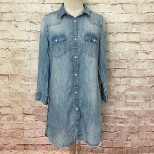 H&M &Denim Conscious Blue Tencel Lyocell Tunic Shirt Dress Womens Size 8 NEW